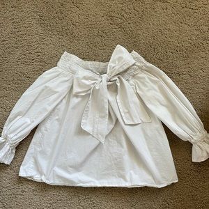 White Bow Off The Shoulder Top